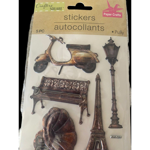 Crafters Square Puffy Stickers Set Lot 3 Pks Vintage Cameras Music Instruments - Picture 5 of 16